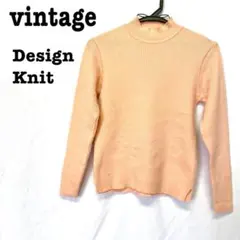 美品【 vintage 】 ハイネックニット リブニット ウールニット ピンク