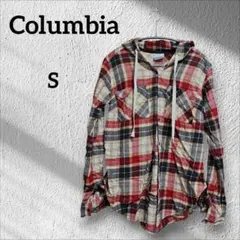 美品☆Columbia 【S】フード付ネルシャツ メンズ シャツ チェックシャツ