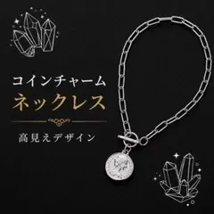 ネックレス シルバー ヴィンテージ風 マンテル チェーン おしゃれ コイン