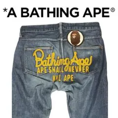 【希少】A BATHING APE エイプ 刺繍 デニム BAPE Mサイズ