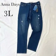新品✨アンナデイズ　Anna days デニム　ジーンズ　ダメージ加工　3L