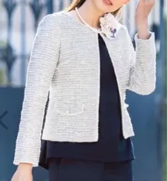 【新品】フォーマル ツイード ジャケット 7号 ホワイト系