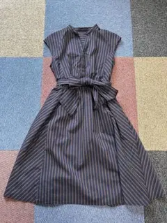 ロペピクニック　ストライプ柄ノースリーブシャツワンピース