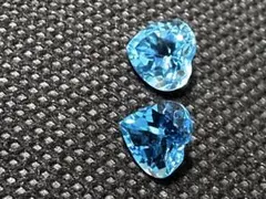天然石 スイスブルートパーズ ルース ハートカット　 2個セット