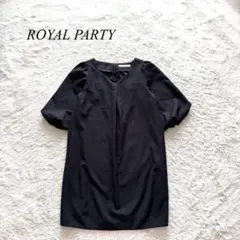 H7【ロイヤルパーティー】パフスリーブミニワンピース　黒　F ガーリー　無地のサムネイル