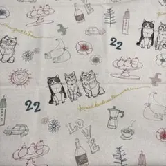 KOKKA HAYU 猫柄 綿麻キャンバス 生地 cat trio 110×50