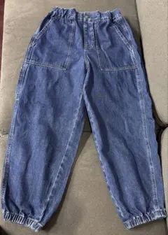 新品☆GU デニムワイドワークジョガーパンツ ゴムウエスト