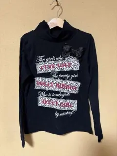 長袖タートルネックカットソー 黒