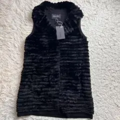 【未使用】 ラビット 毛皮 ファー ベスト ブラック Y2K