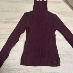 GRL パープル リブ編み タートルネック S