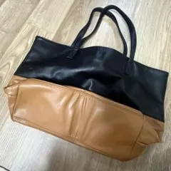 バイカラー トートバッグ ブラック ブラウンのサムネイル