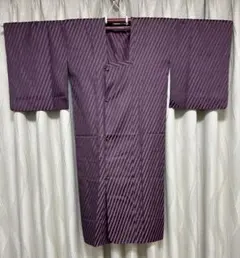 道行コート　ロング　雨コート　パープル　ななめストライプ