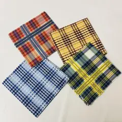 4枚セット 新品 SIMONNOT GODARD チーフ ハンカチ チェック