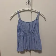 H&M ストライプ キャミソール ペプラム　ブルー Sのサムネイル
