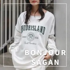 "新品・タグ付"サガラ刺繍アウトステッチカレッジロゴスウェット