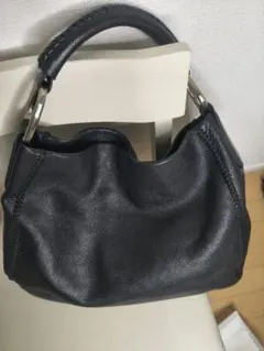 SAZABY ブラック レザー ショルダーバッグ