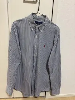 【美品】PORO Ralph Lauren 青白ストライプ 長袖シャツ