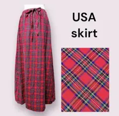 vintage ヴィンテージ スカート チェック リボン レトロ USA海外古着のサムネイル