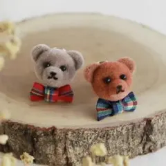 【Ayatorie】くまさんとリボンのイヤリング