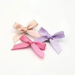 サテンリボン単品三色ピンク パープル ベージュ新品即納