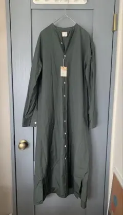 新品 phlannel SOL 長袖シャツワンピース グリーン フランネル