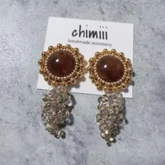 No.906 ハンドメイド　ビーズ刺繍　つぶつぶ　ピアス　イヤリング