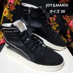 美品 JOY＆MARIO ハイカットスニーカー サイドジップ ブラックのサムネイル