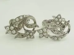 碌山　ロクザン　素敵なベビーパールイヤリング　シルバーヴィンテージ　アンティーク