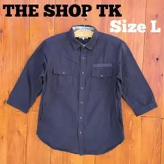 THE SHOP TK 七分袖 コットンシャツ ネイビー Lサイズのサムネイル