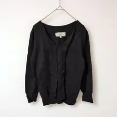 ROPE PICNIC【38 】ニットカットソー　Vネック　胸元リボン　ブラック