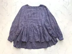 l’atelier du savon 手仕事刺繍 ギンガム長袖ブラウス