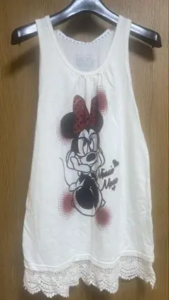 ミニーマウス タンクトップ アイボリー ワンピース