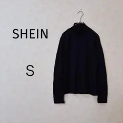 SHEIN 【Ｓ】ハイネック長袖 カットソートップス ブラック