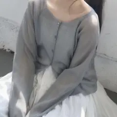 RETRO GIRL ライトグレー ラメシアーNTカーディガン FREEサイズ