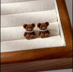 ブラウン くま ピアス カジュアル おしゃれ 韓国風 人気インポート シンプル