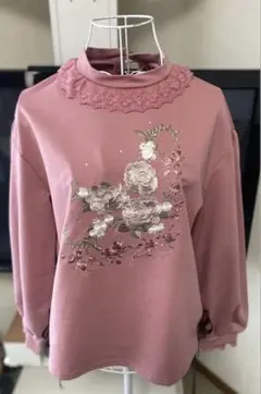美品axes femmeサイドレースアップ花刺繍ＰＯ