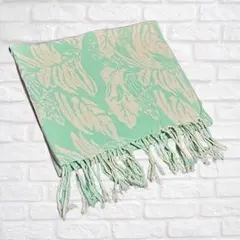 春夏レディース コットンストール グリーン リーフ大判