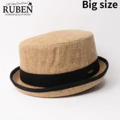 新品 RUBEN リネンライク ポークパイハット BIG SIZE ベージュ
