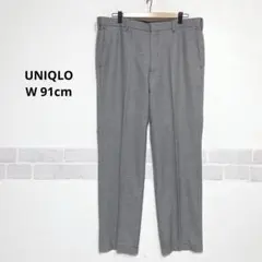 ウールメインブレンド 千鳥格子 グレー系 スラックス ウエスト91cm i929