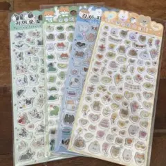 【新品】ぷっくりホログラムシール 4枚セット くま うさぎ わんこ 猫 動物