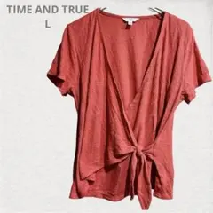 TIME AND TRUE オレンジ　前開きトップス L