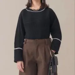 neuna リブ編み 長袖ニット（black）のサムネイル