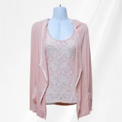 CECIL Mc BEE アンサンブル レースタンク カーディガン M ピンク