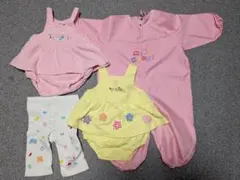 【ミキハウス4点セット】お花柄ロンパース・プレイウェア・レギンス 70サイズ