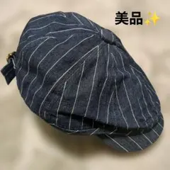 美品✨️デニム キャスケット ストライプ 調整可能　ブラック