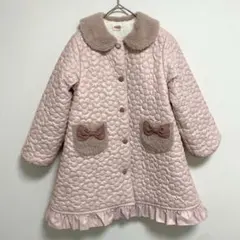 スーリー 130 キルティングコート お花 ピンク リボン ボア