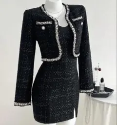 ツイード ツイードジャケットとミニスカートセットアップ