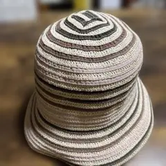 ストライプデザイン 麦わら帽子 Mサイズ