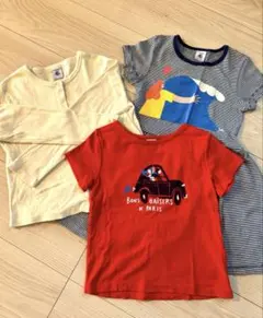 プチバトー　6ans116 Tシャツ、ワンピース、カーディガンの3点セット
