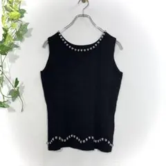MANUELA ノースリーブサマーニット(M相当)カットソー ビーズ装飾
